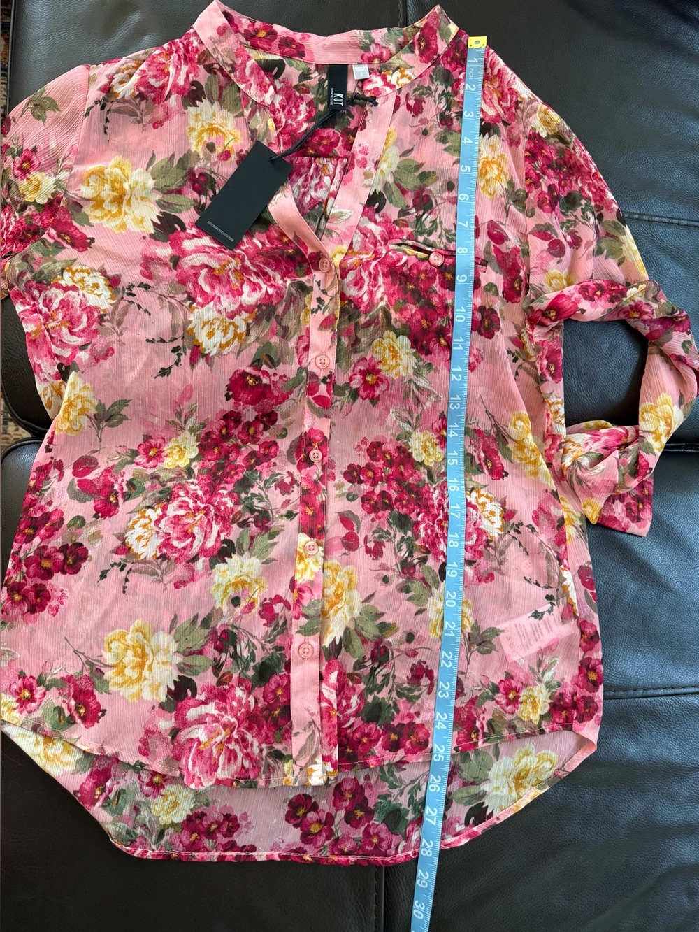 KUT from the Kloth Jasmine Chiffon Button mi-Up Blouse Size S (2-4) - Picture 10 of 13
